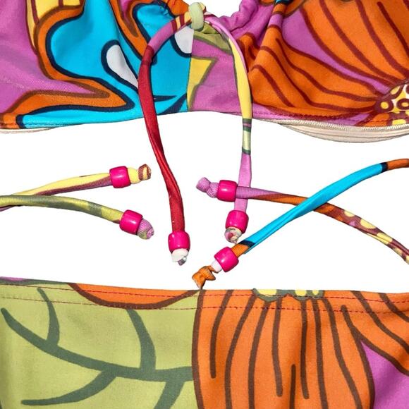 AUTH VTG Christian Dior Retro Floral Print Colorful Bikini Swimsuit Set - Picture 12 of 16